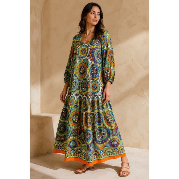 Vale Woman Dresses & Skirts - ValeWoman Dress L Boho Mandala Maxi Turkish Festival Vibe Psychedelic Maximalist
